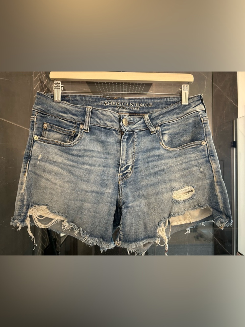 American Eagle Outfitters Light Wash Distressed Jean Shorts